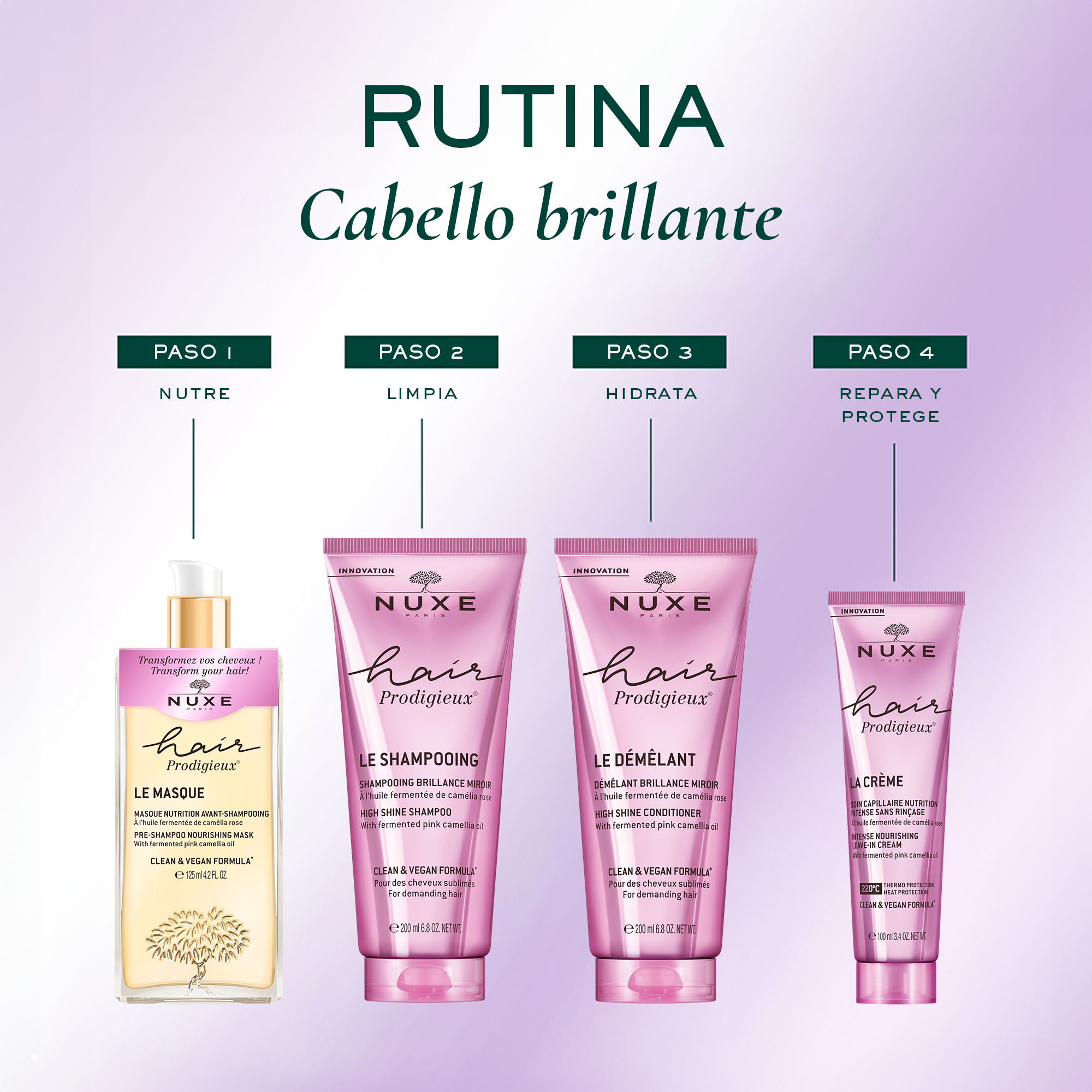 Nuxe Hair Prodigieux High Shine Shampoo 50ml - Suavidad con Brillo y Nutrición Intensiva Travel Size