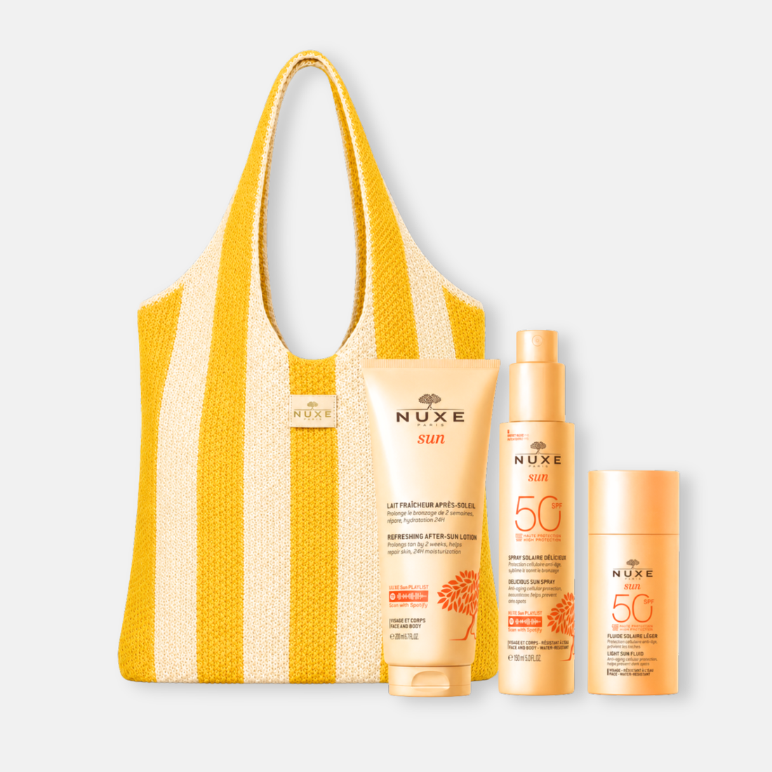 Nuxe KIT Sun Rutina Solar Completa SPF 50 Facial y Corporal + Loción After Sun - Incluye Summer Bag