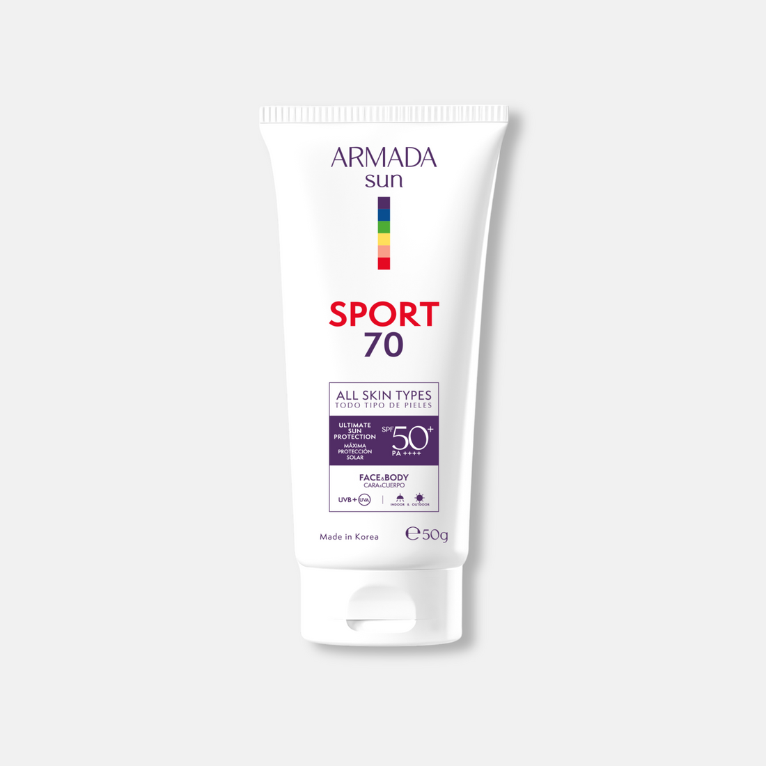 Armada Sport 70 SPF 50+ Bloqueador Solar Extremo - Invisible, Resistente al Agua y Sudor - 50g