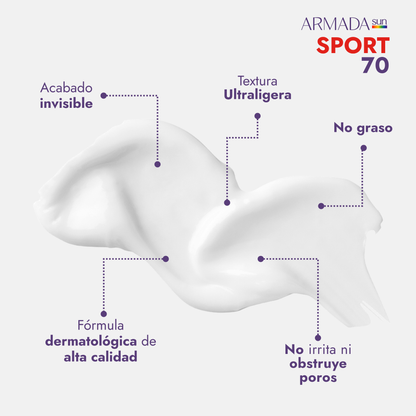 Pack Especial Armada Sport 70 SPF 50+ Bloqueador Solar Extremo - Invisible, Resiste al Agua y Sudor