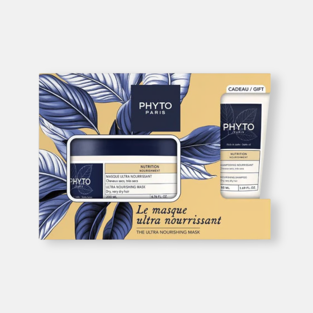 Phyto Set Nutrición: Mascarilla 200 ml + Shampoo 50 ml - Rutina Completa para Cabello Seco