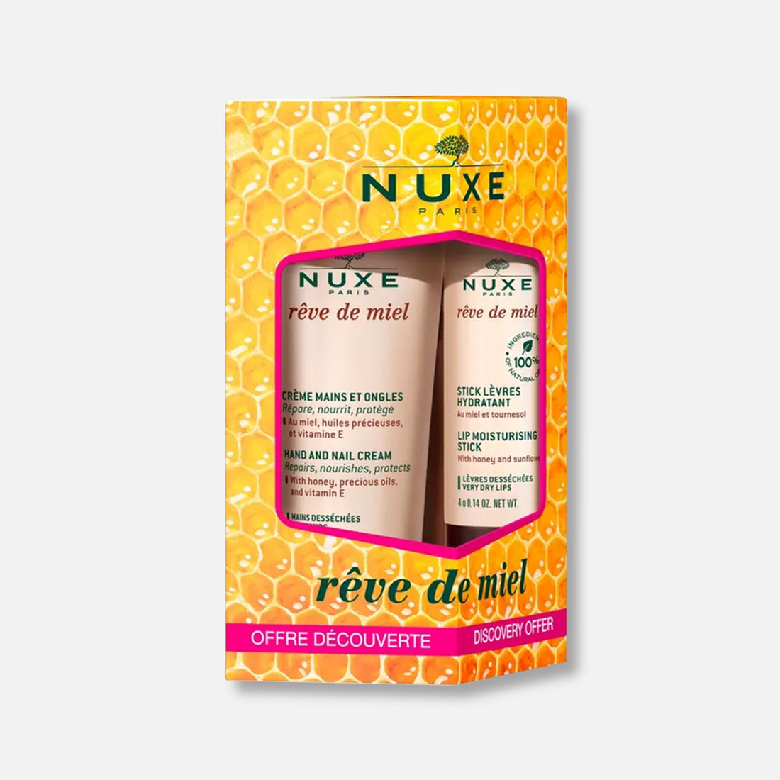 Nuxe Rêve de Miel Dúo Nutrición: Stick Labios 4g + Crema Manos 50ml - Reparación y Protección