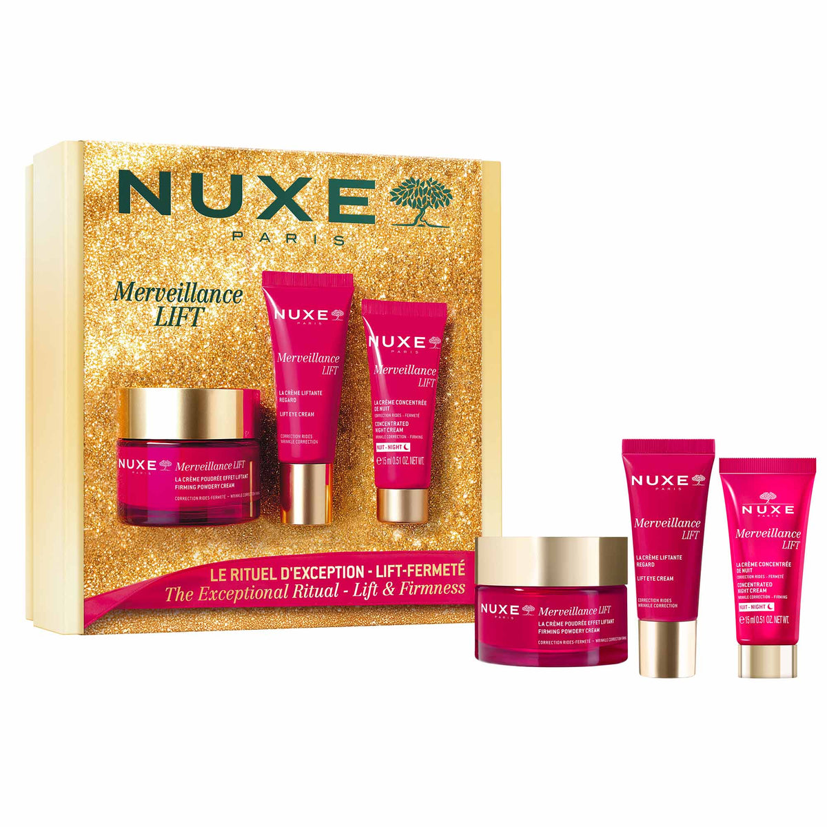 Nuxe KIT Merveillance Lift - Rutina Antiedad 360° Reafirmante para Rostro y Contorno de Ojos