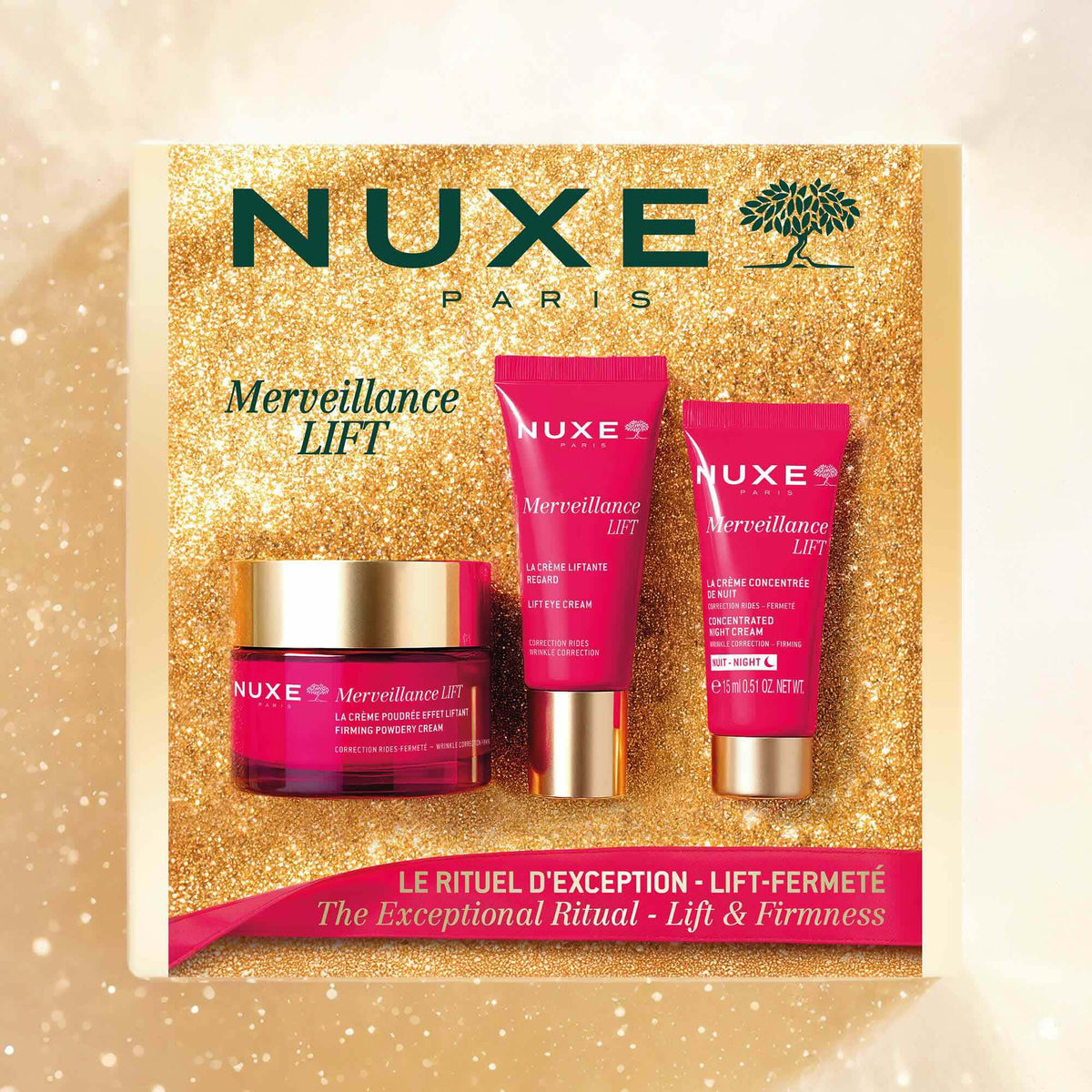 Nuxe KIT Merveillance Lift - Rutina Antiedad 360° Reafirmante para Rostro y Contorno de Ojos