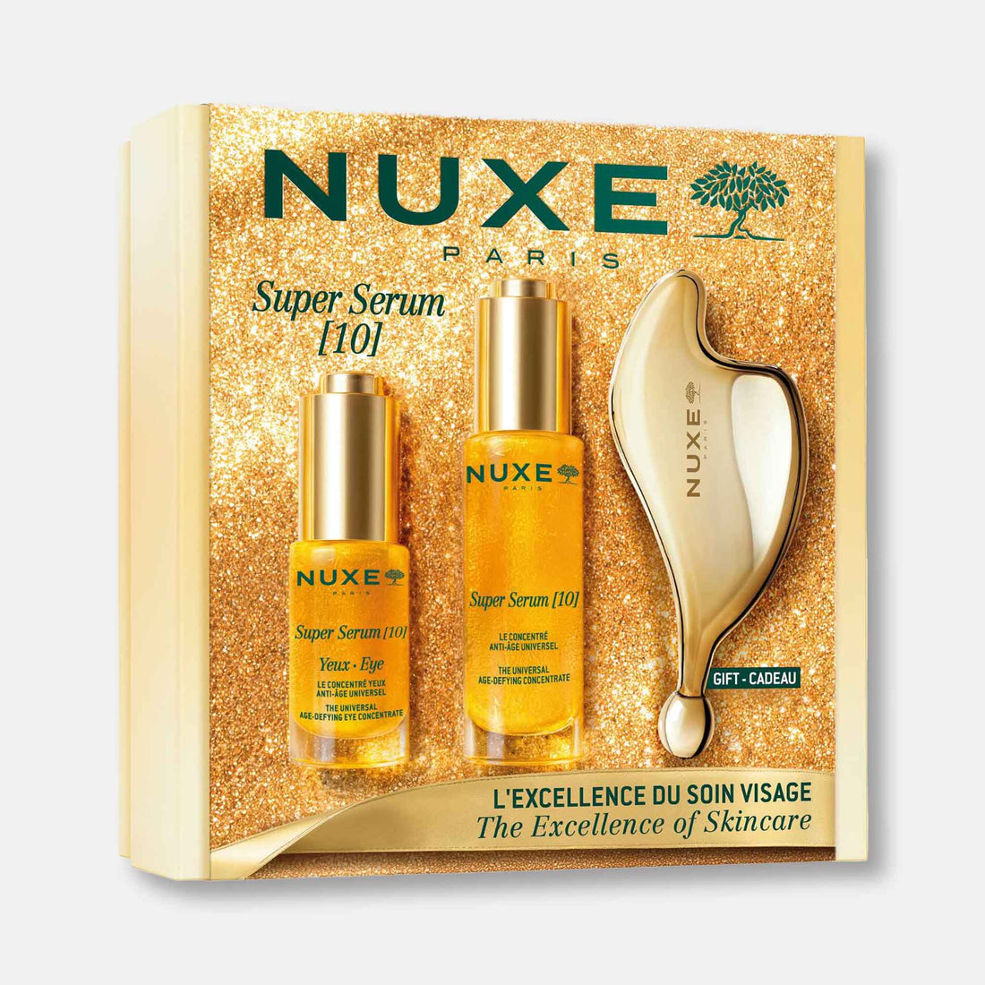 Nuxe KIT Super Serum [10] The Excellence of Skincare - Suero Rostro y Contorno Ojos + Guasha