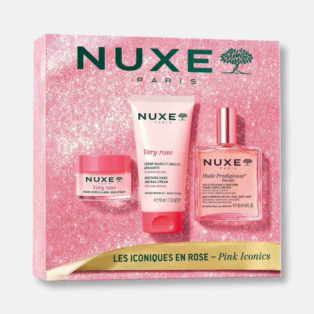 Nuxe KIT Pink Iconics - Set Best Sellers de Hidratación Floral Completa Piel y Cabello