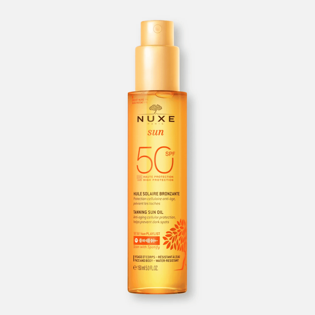 Nuxe Sun: Aceite Bronceador SPF 50 - Rostro y Cuerpo, Protección Anti-Edad - 150 ml - ebeauty