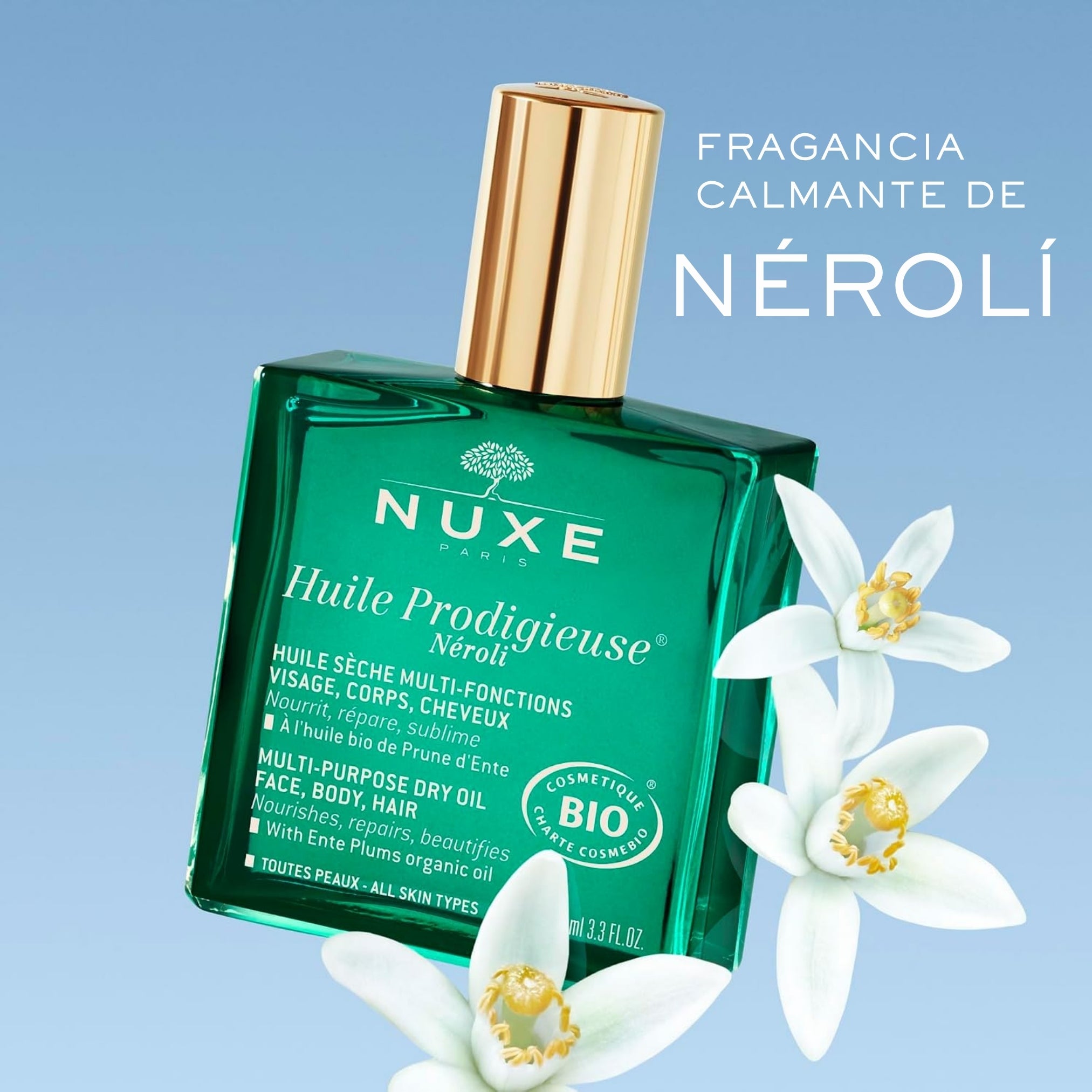Nuxe Huile Prodigieuse Néroli 100ml - Aceite Seco Nutritivo Reparador para Rostro, Cuerpo y Cabello