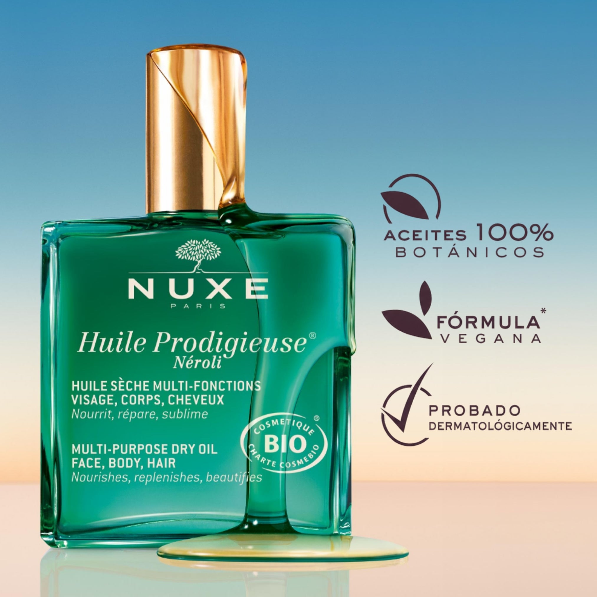 Nuxe Huile Prodigieuse Néroli 100ml - Aceite Seco Nutritivo Reparador para Rostro, Cuerpo y Cabello