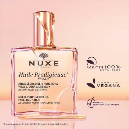 Nuxe Huile Prodigieuse Florale 100ml - Aceite Seco Nutritivo Reparador para Rostro, Cuerpo y Cabello