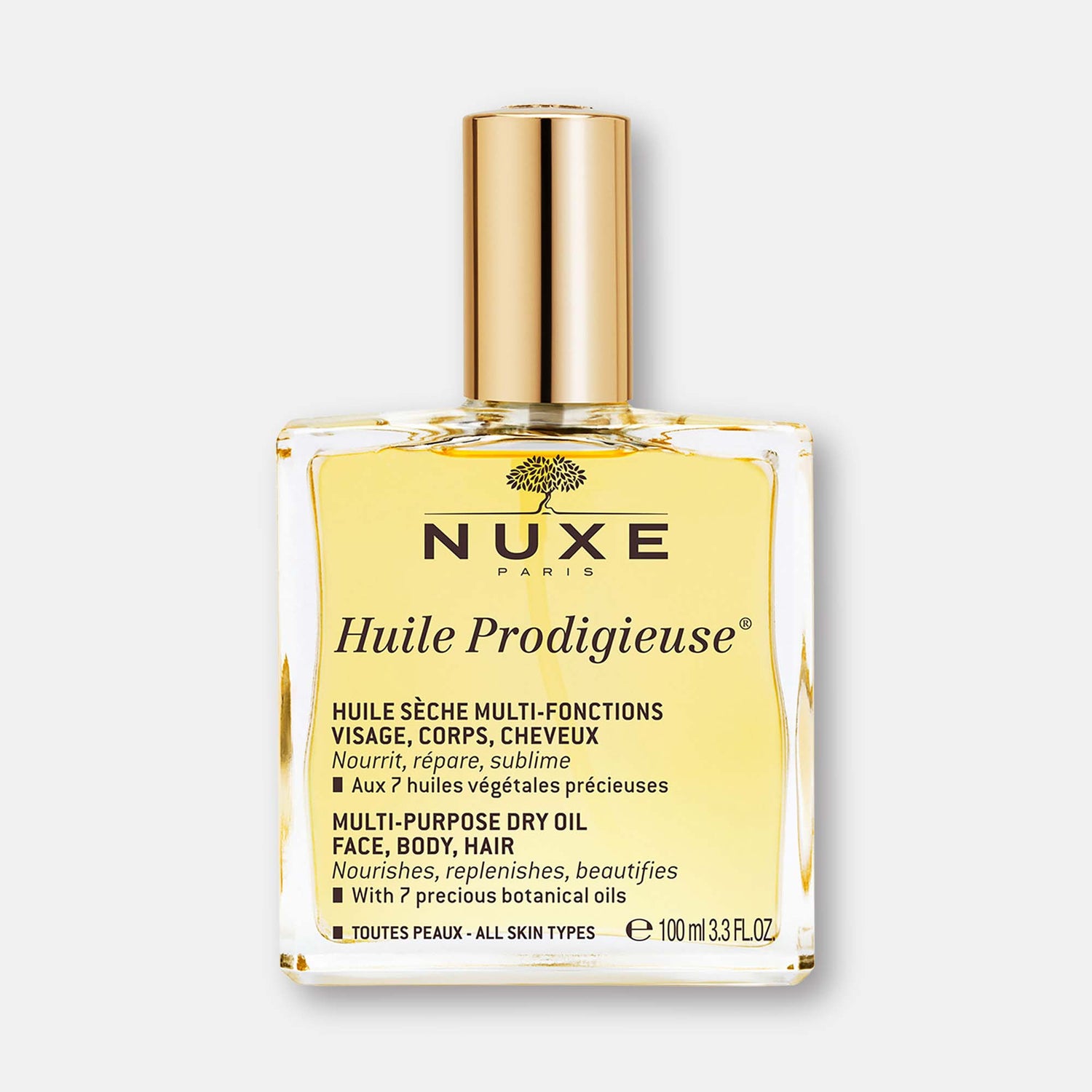 Nuxe Huile Prodigieuse 100ml - Aceite Seco Nutritivo Reparador para Rostro, Cuerpo y Cabello