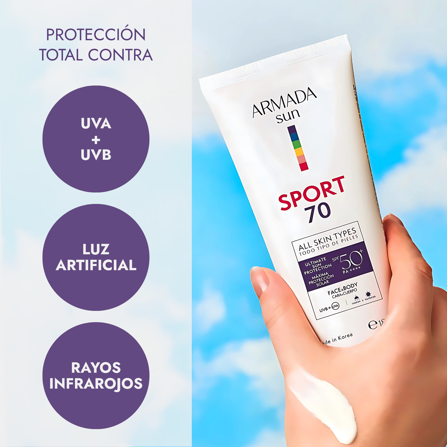Pack Especial Armada Sport 70 SPF 50+ Bloqueador Solar Extremo - Invisible, Resiste al Agua y Sudor