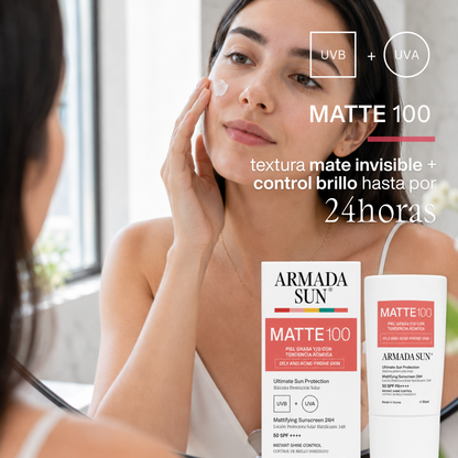 Armada Sun Protector Solar Facial Matte 100 SPF 50+ Control Acné y Grasa 24h, Tecnología Coreana - 50 ml