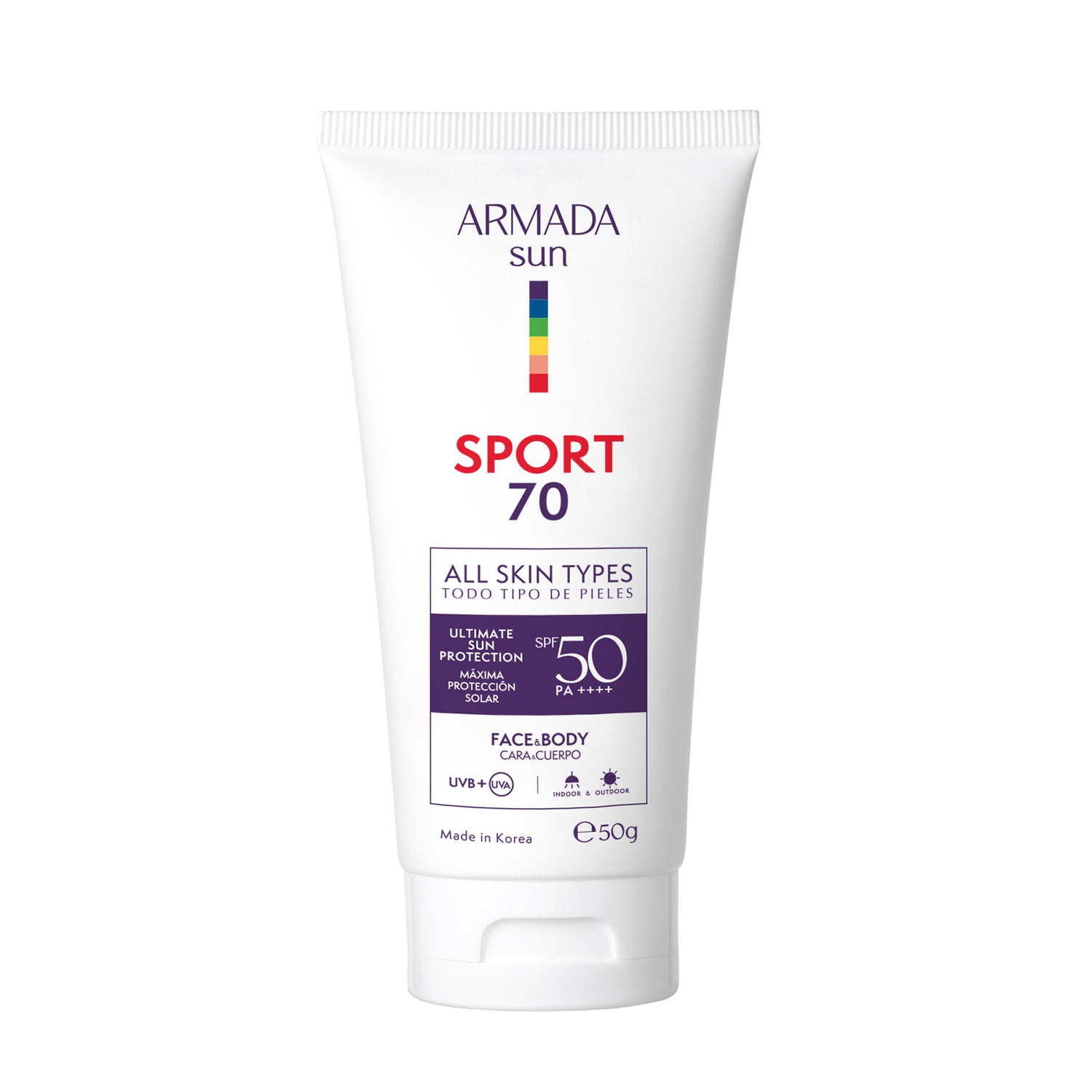 Armada Sun Sport 70 con SPF 50+ Protección Solar Extrema - Invisible, Resistente al Agua y Sudor - 50g