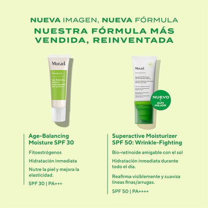 Murad Superactive SPF 50 Moisturizer - Protector Solar 3 en 1 Anti-Arrugas con Bio-Retinoides