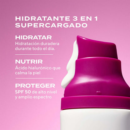 Murad Superactive SPF 50 Moisturizer - Protector Solar 3 en 1 de Alta Hidratación con Ácido Hialurónico