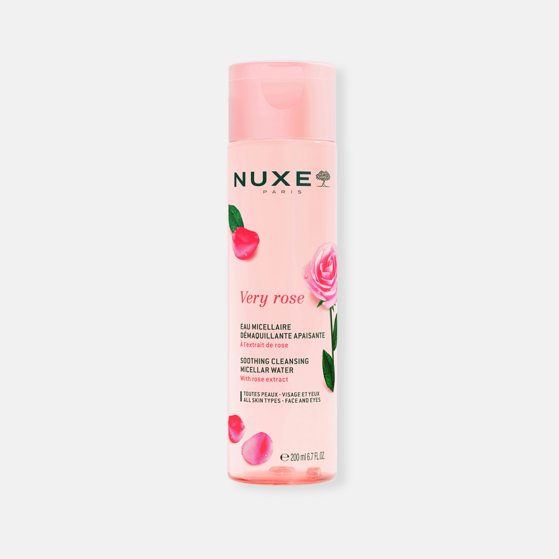 Nuxe Very Rose Agua Micelar 200ml - Desmaquilla, Limpia, Hidrata, Suaviza, Piel Sensible y Seca