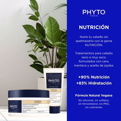 Phyto Set Nutrición: Mascarilla 200 ml + Shampoo 50 ml - Rutina Completa para Cabello Seco