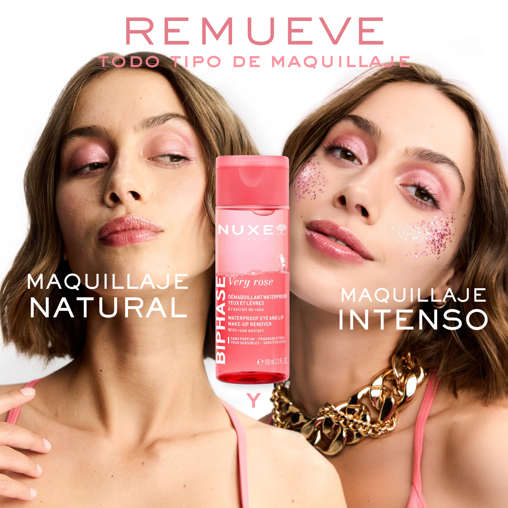 Nuxe Very Rose Desmaquillante Bifásico Waterproof Ojos y Labios 100ml