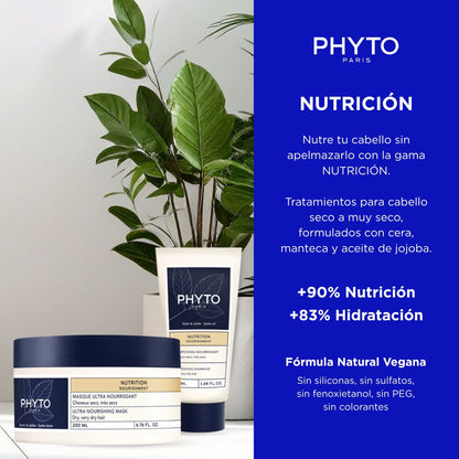 Phyto Set Nutrición: Mascarilla 200 ml + Shampoo 50 ml - Rutina Completa para Cabello Seco