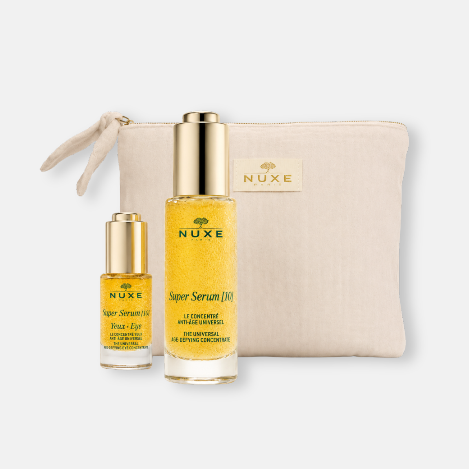 Nuxe KIT Super Serum Antiedad Dúo Rostro y Contorno de Ojos + Neceser